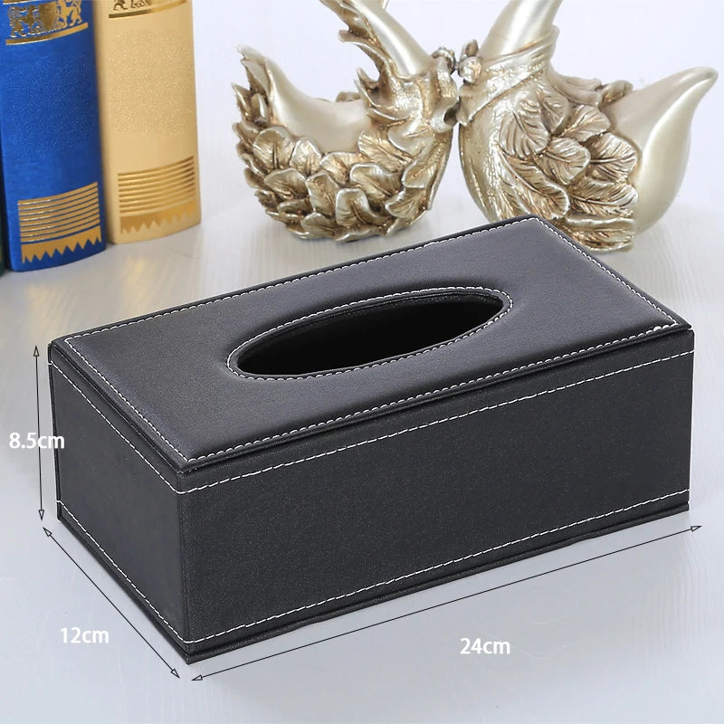 Household Tissue Storage Box Leather Car Paper Dispenser Container Qme one size B