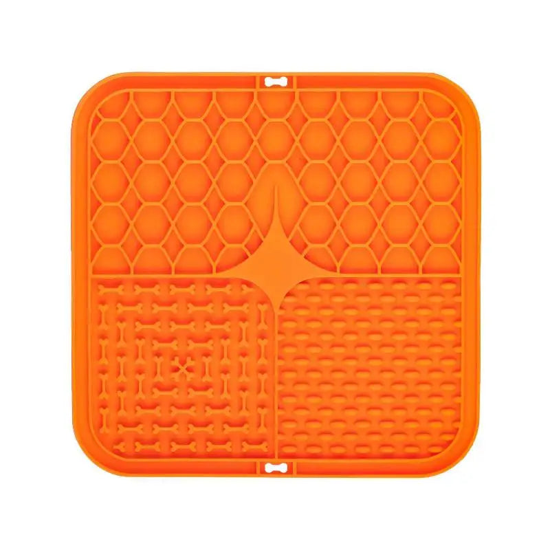 Pet Licking Plate Slow Food Pad Silicone Tableware Bowl Suction Cup Qme Orange