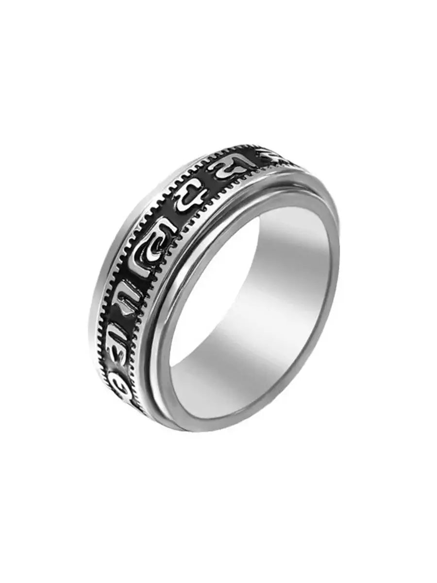 Spinning Spinner Ring For Men Women Anxiety Fidget Rings Stainless Steel Moon Star Roman Numerals Chain Rotating Ring Men Qme