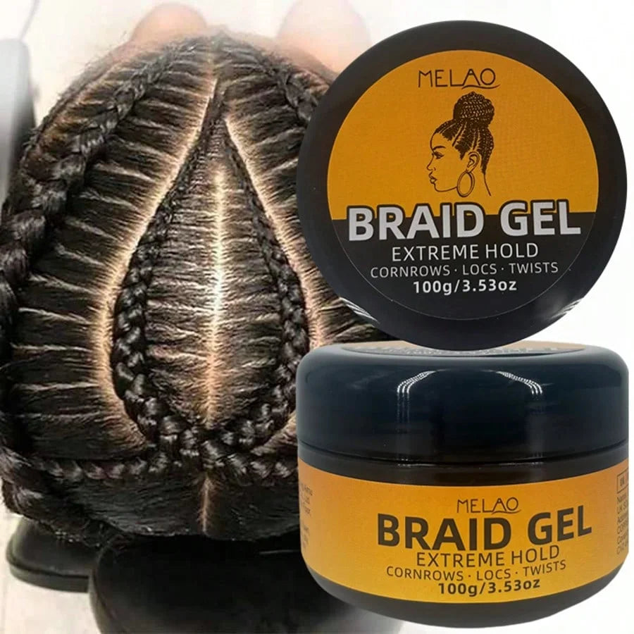 MELAO BRAID GEL, Extreme Hold Styling Gel, for Cornrows, Locs, Twists, Dreadlocks & Braided Hairstyles, Long Lasting Strong Hold Qme