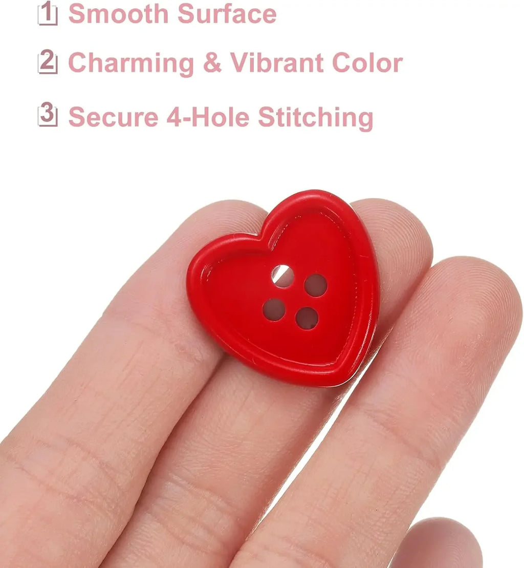 20PCS Vintage Burgundy Heart-Shaped Buttons for Women's Coats, Sweaters, Cardigans, DIY Decoration, Sewing Accessories Qme