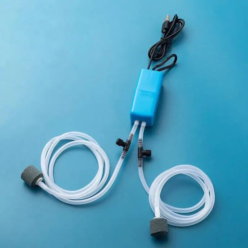 Mini Aquarium Air Pump Oxygen Check Valve Stone USB Filter Fishing Qme Blue