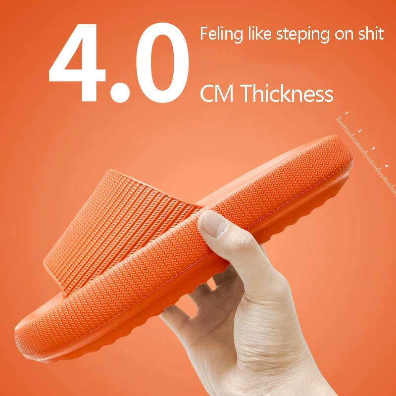 Cloud Sliders Women Men Non-Slip Bathroom Slippers Summer Soft Flip Flop Pillow Sliders Platform Pool Sliders Shower Shoes for I Qme A-Orange 4.0cm 38-39