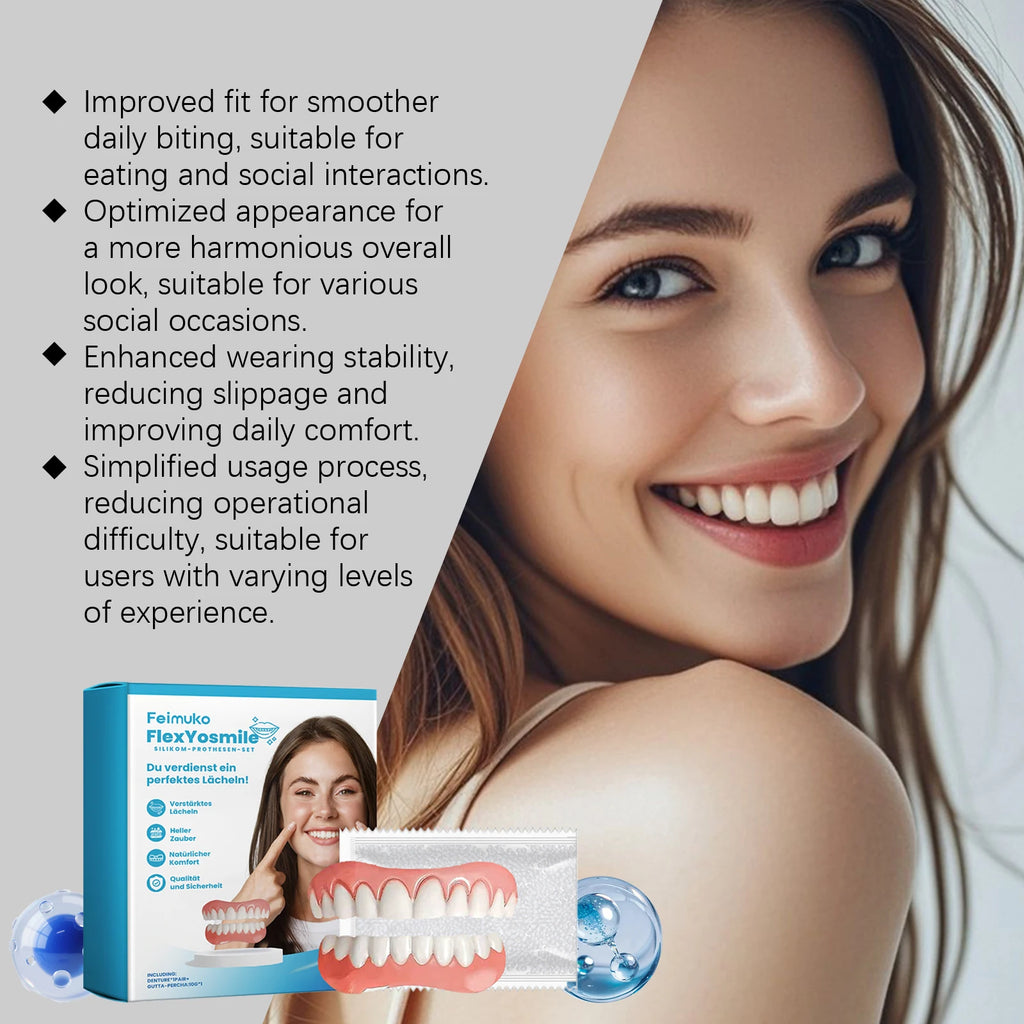 Silicone Dentures Full Natural False Teeth Braces Fit Gum Protection Qme