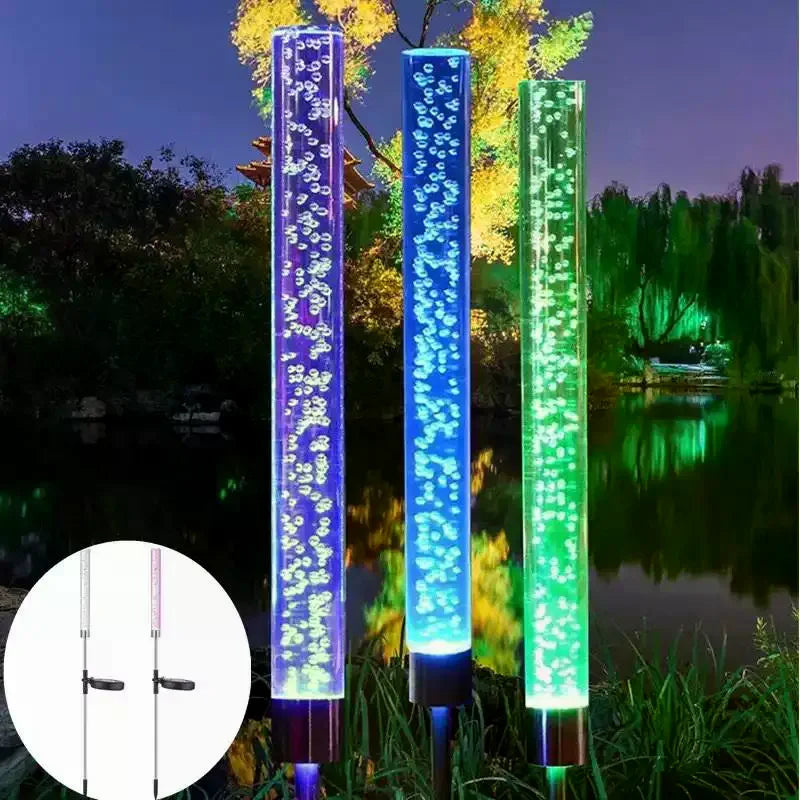Solar Bubble Bar Garden Light Outdoor Changing Landscape Path Terrace Qme