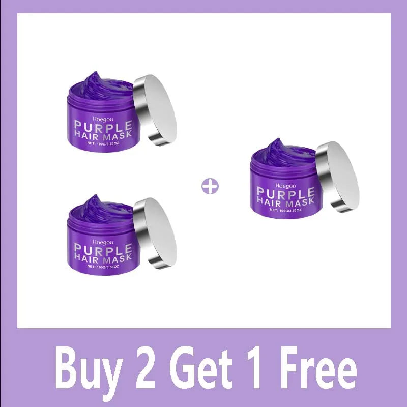 Purple Keratin Hair Mask for Repair Damaged Frizzy Hair Soft Shiny Smooth Nourishing Moisturizing Treatment Deep Hair Care Mask Qme Buy 2 Get 1 Free