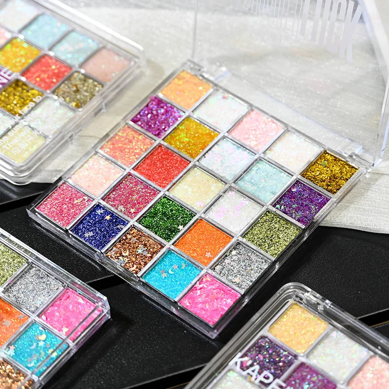 16 25 Eye Shadow Palette Vibrant Flash Gloss Multi-color Sequins Qme