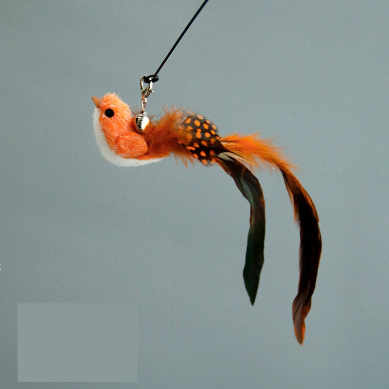 Funny Bird Feather Cat Wand With Bell Accessories Interactive Toys For Cats Kitten Hunting Teaser Exercise Pet Products Qme Orange Bird