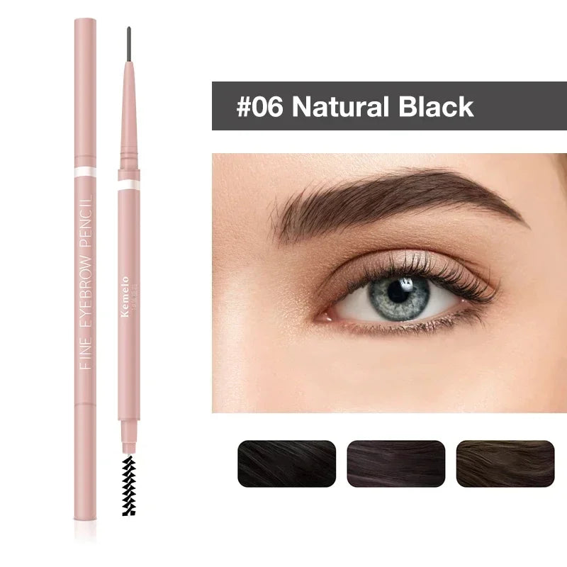 1PC 1.5mm Ultra Fine Double-Ended Eyebrow Pencil Waterproof Sweat-proof Long Lasting Professional Eye Makeup For Women Qme X6 Classic black