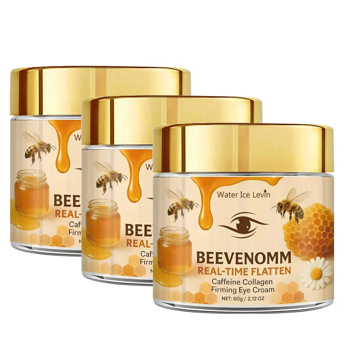 Bee Venom & Caffeine Firming Eye Cream - Collagen & Hyaluronic Acid Formula to Reduce Dark Circles, Wrinkles & Revitalize Skin. Qme Orange 60g