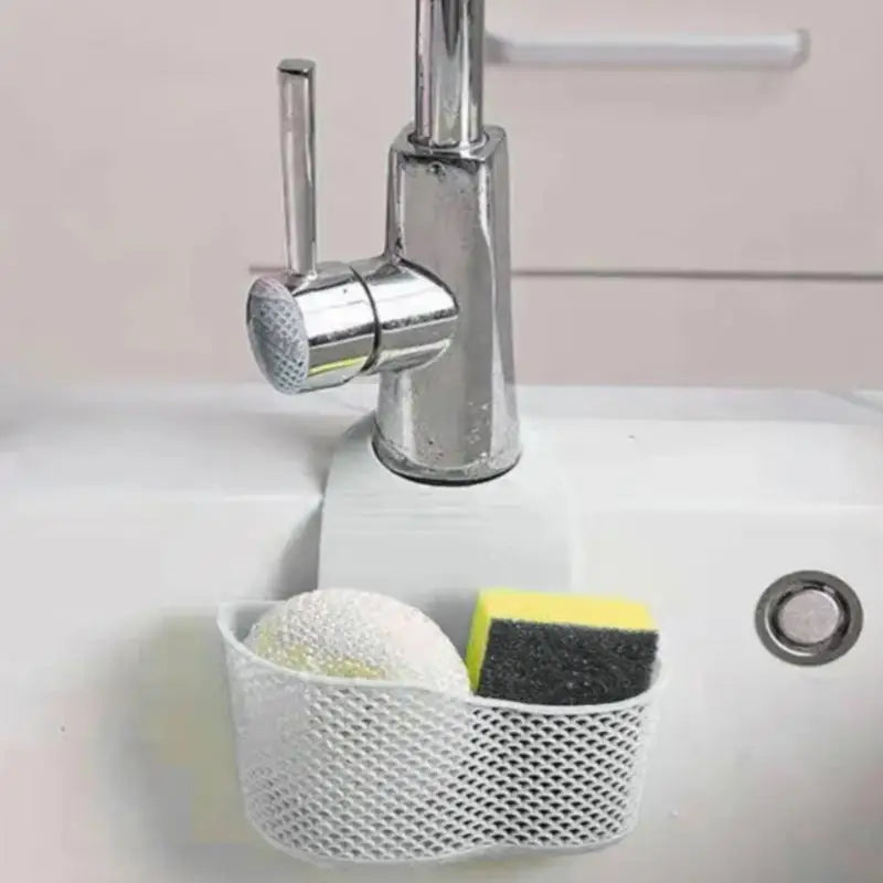 Sink Bag Soap Sponge Shelf Faucet Holder Bathroom Draining Hanging Qme