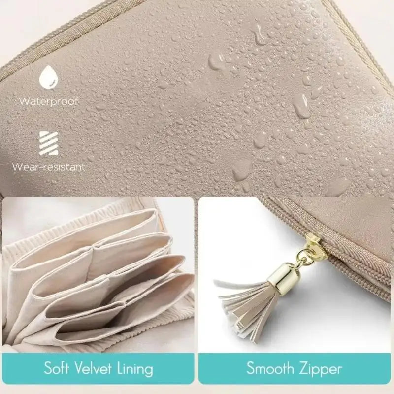 Tassel PU Leather Jewelry Storage Bag Earrings Bracelet Organizer Large Capacity Mini Cosmetic Gift Bag Qme