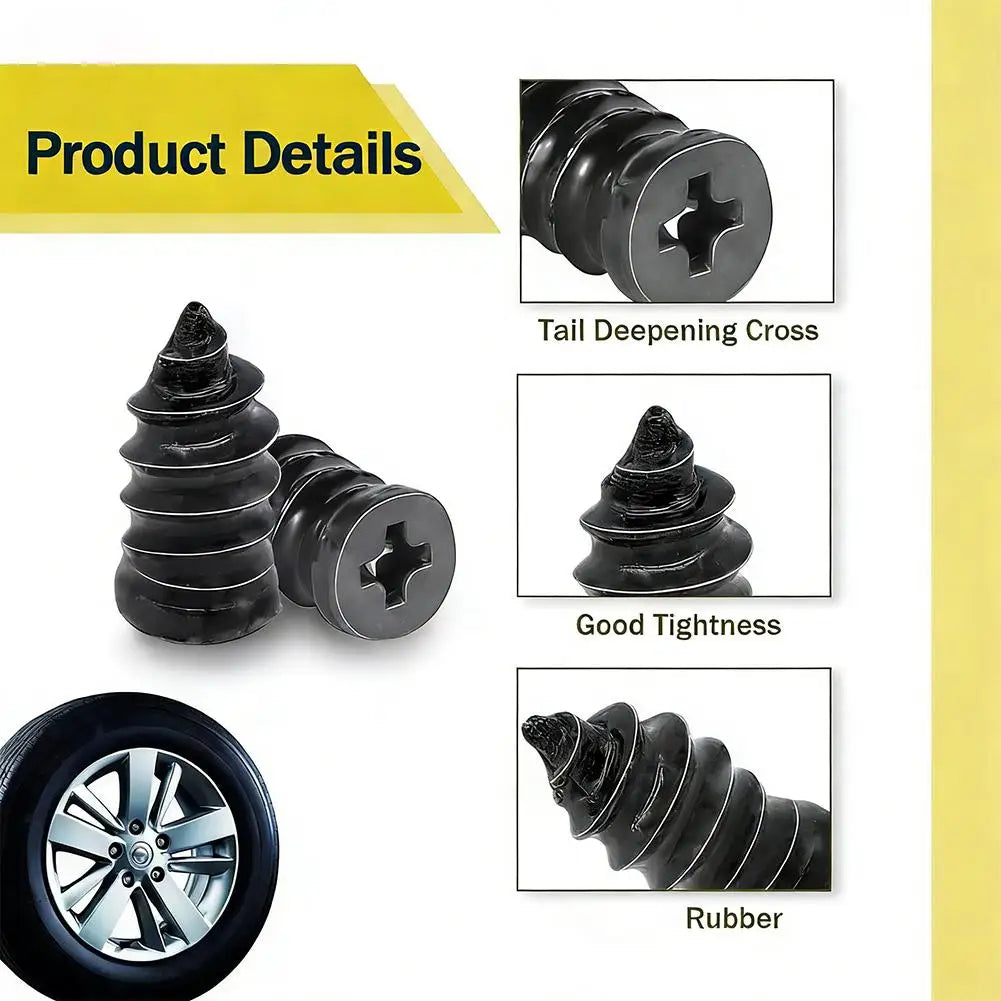 Tire Repair Nail Vacuum Plug Spiral Rubber Car Truck Motorcycle Qme