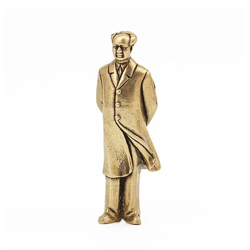 Copper Statue Collectable Chinese Brass Carved Mao Zedong Chairman Mao Exquisite Small Statues Free Shipping. Qme