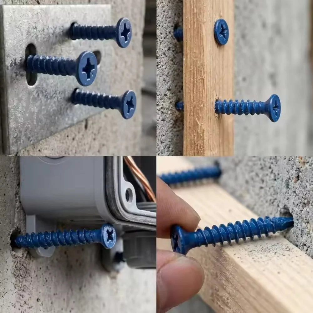 100/50pcs Cross Flat Head Heavy-duty Countersunk Masonry Screw Rust Resistance Repair Fasteners for Fixing Brick Walls Concrete Qme