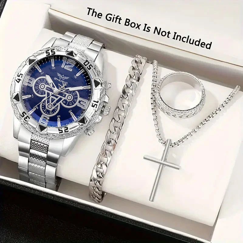 Men's large dial blue light glass watch with high-end feel, men's business watch Qme 2