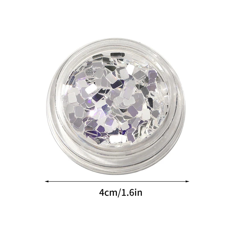 1 Jar Square Silver Nail Glitter Jewelry Minimalist Sparkling Light Qme