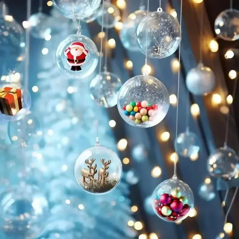 10/1Pc Christmas Transparent Ball Plastic Christmas Trees Open Ball Box Bauble Ornament Wedding Gift Party Home Decoration Qme