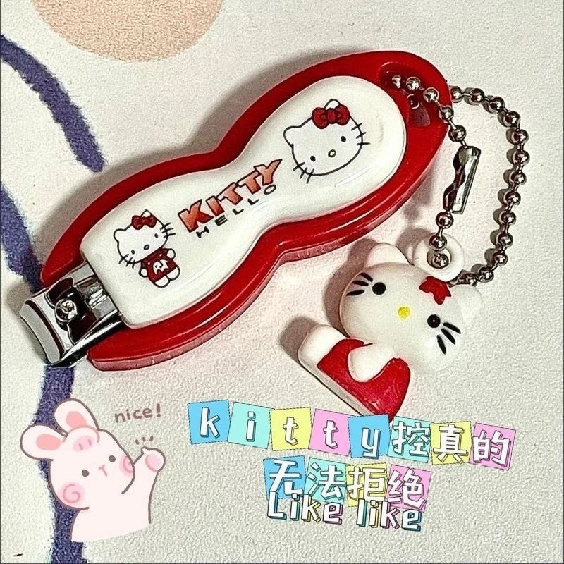 Hello Kitty Car Keychain Nail Clippers Cute and Creative 3D Couple Backpack Charms Nail Clippers Car Keychain Charms Qme