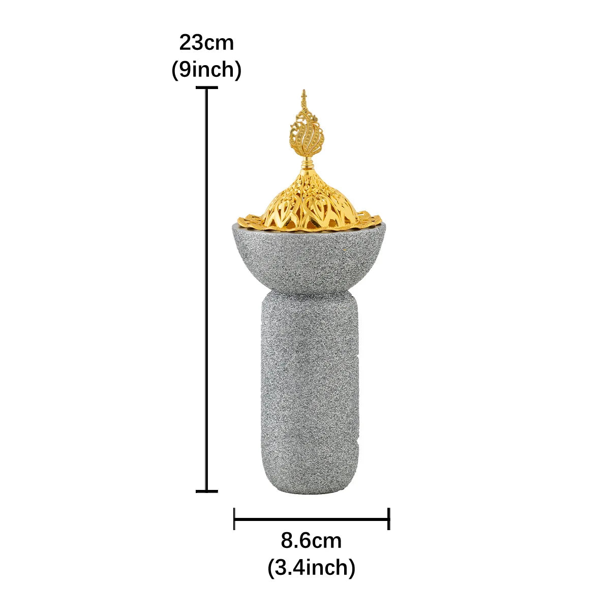 Middle Eastern Resin Incense Holder Glitter-handled Tower Burner Qme Light Grey