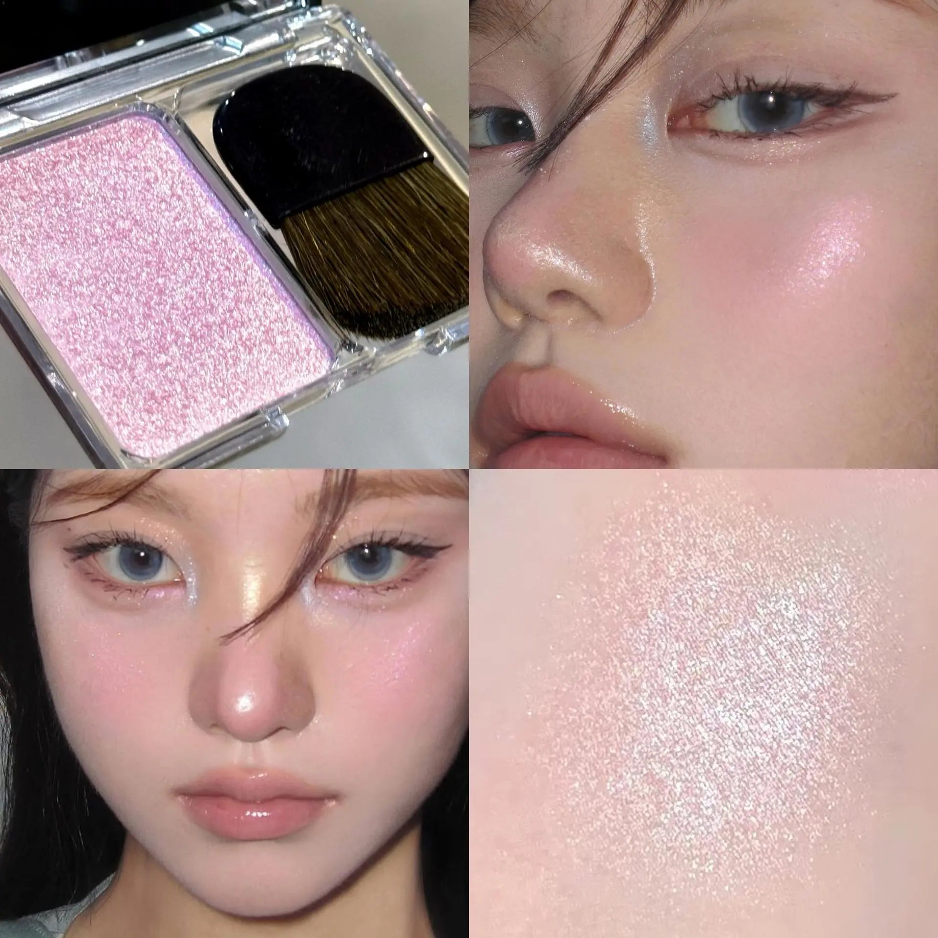 With Brush Bowknot Face Brighten Highlighter Sparking Shine Makeup Plate Fairy Purple Highlight Shimmer Shading Contour Cosmetic Qme 05