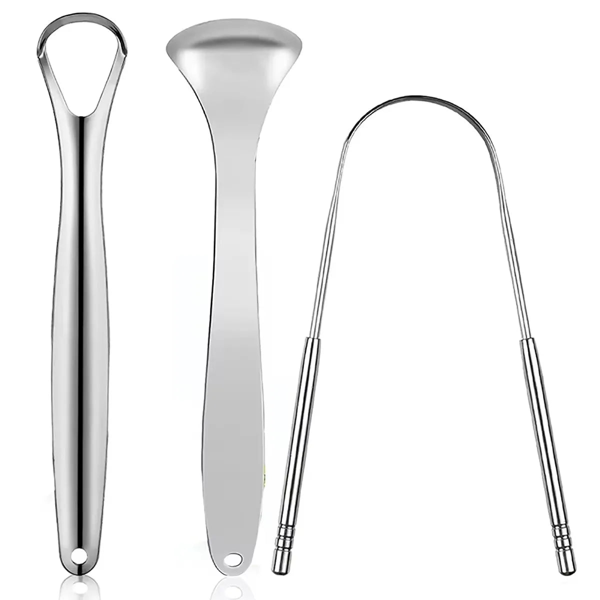 Premium Metal Tongue Scraper Cleaner Adults Kids Portable Stainless Qme 3 pcs