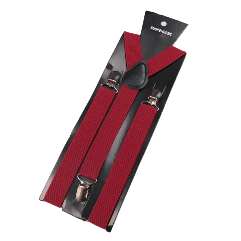 Unisex Elastic Leather Suspenders Braces Men Women Gift Black Blue Red Adjustable Straps for Wedding Suit Skirt Accessories Qme maroon China Mainland