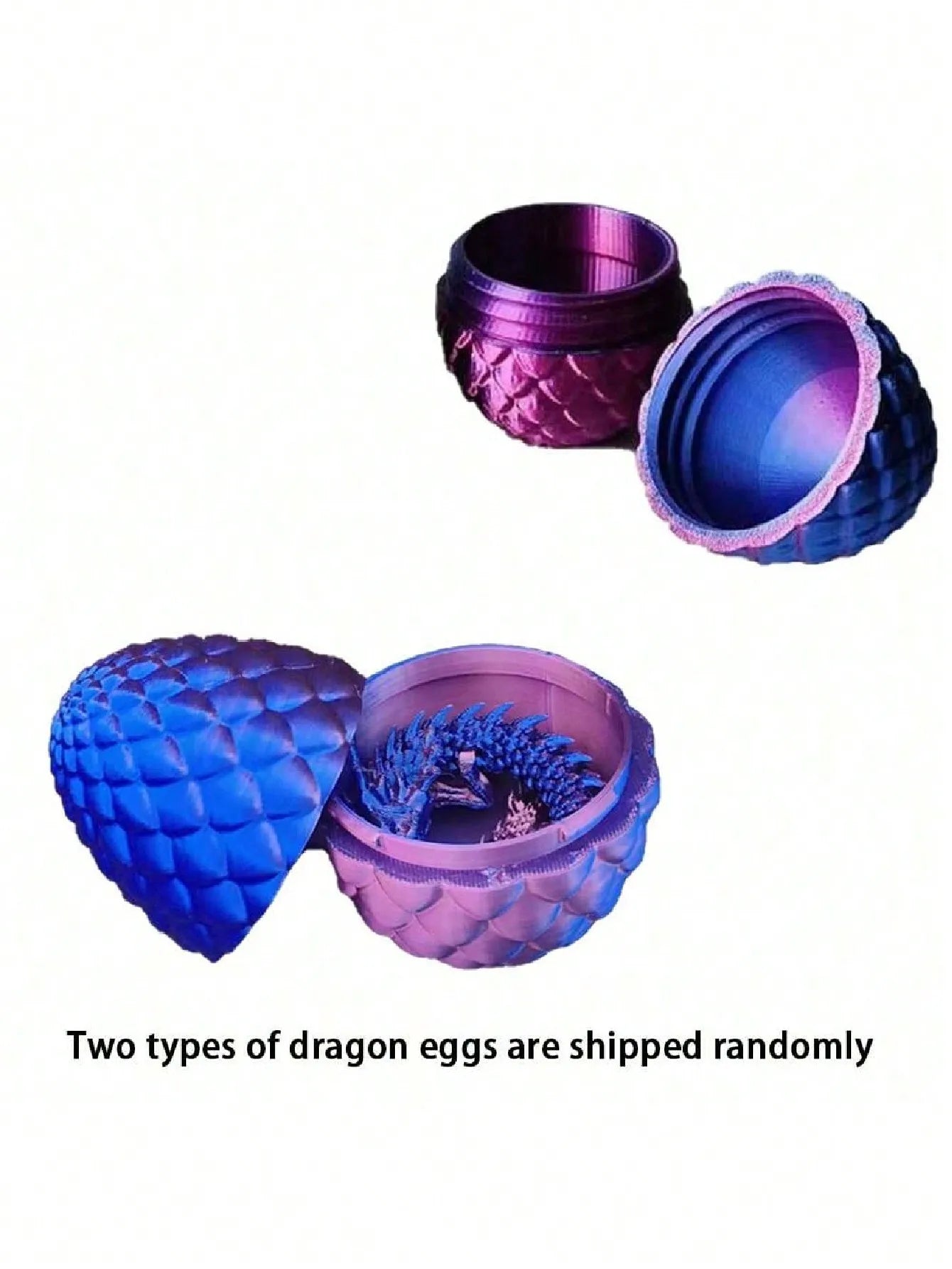3D Printed Dragon Eggs Inside Rainbow Articulated Toys Crystal Red Qme