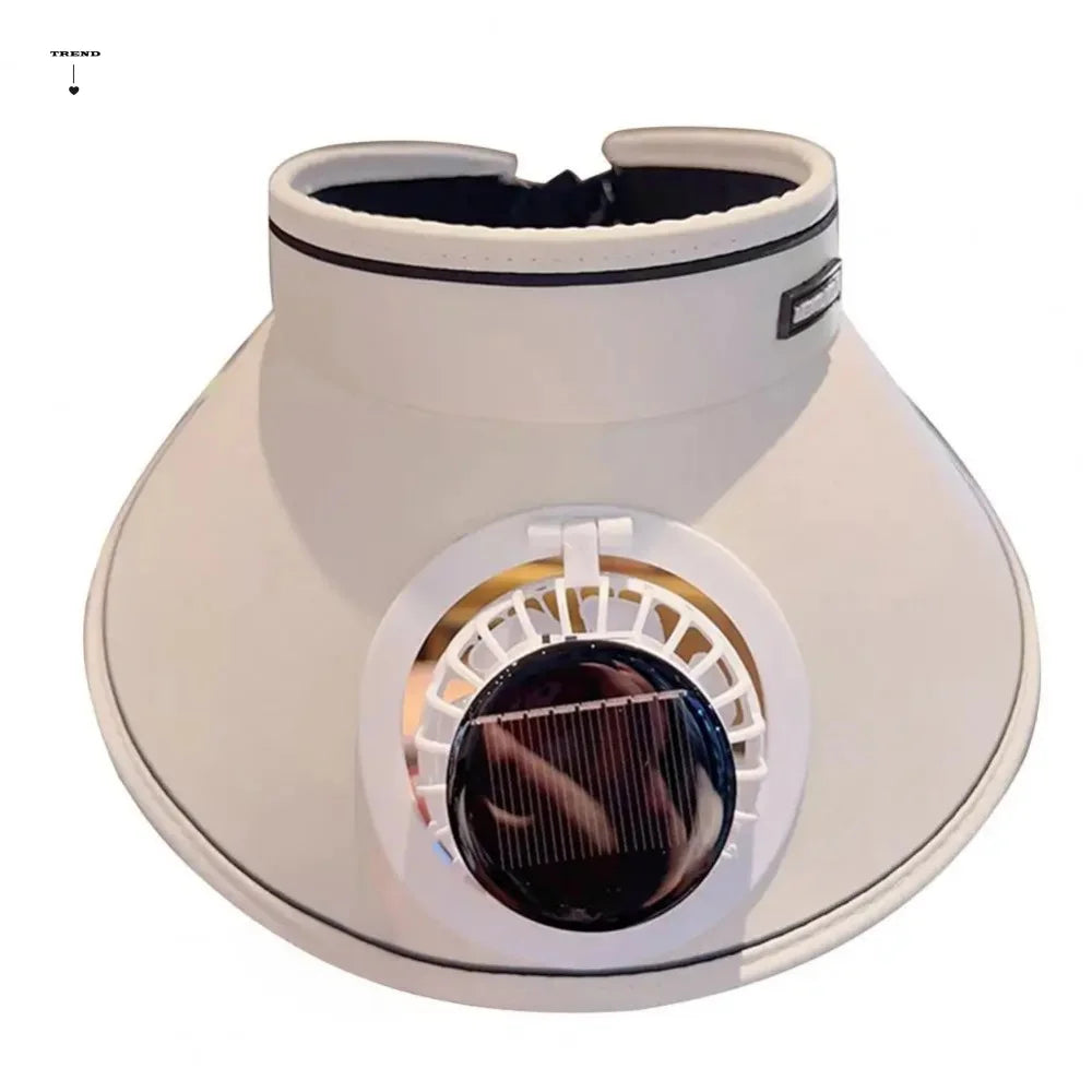 Wide Brim Sun Hat Fan Solar Powered Empty Outdoor Visor Sunshade Qme