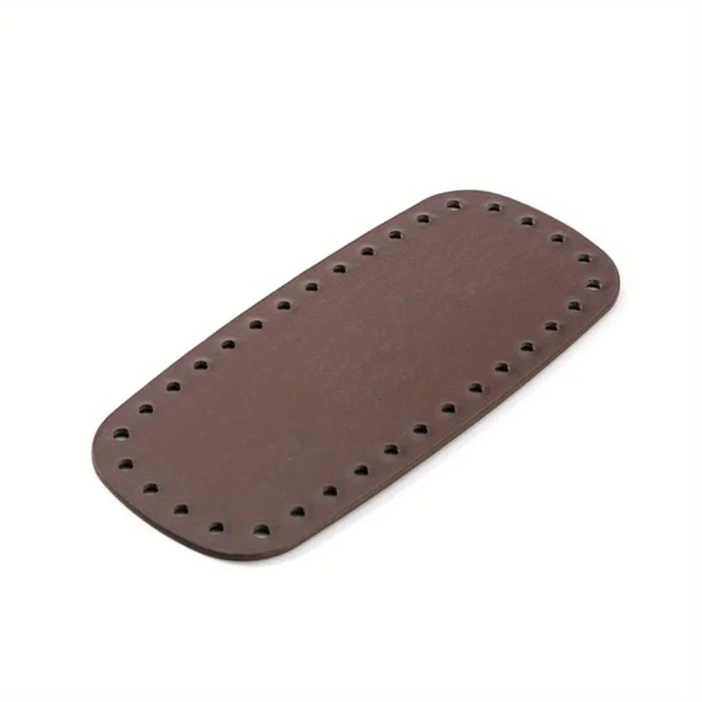 DIY PU Leather Bag Bottoms - Oval/Rectangle Crochet Bag Base with Holes, Used for DIY Crochet Bag Shoulder Bag Wallet Making Qme Coffee 2pcs
