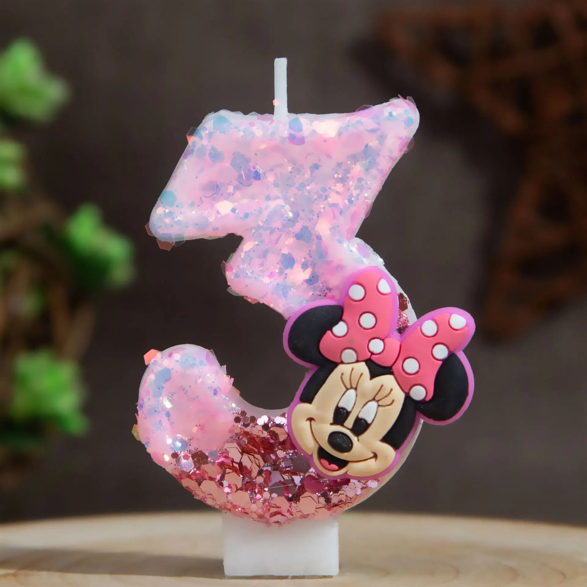 Minnie's Birthday Candles Mickey's Creative Glitter Cake Anniversary Anniversary Celebration Atmosphere Candle Plug-in Qme 3