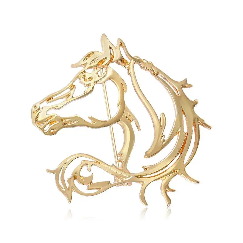 Simple Hollow Horse Brooch For Women Men Personality Alloy Smooth Animal Pin Brooch Fashion Clothing Jewelry Accessories Gift Qme