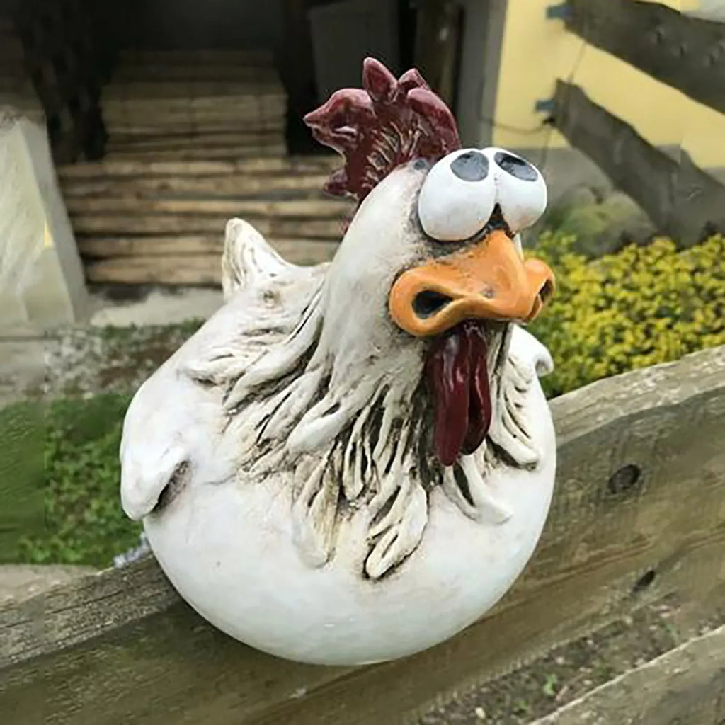 Funny Chicken Fence Decor Statues Resin Garden Farm Yard Hen Qme A