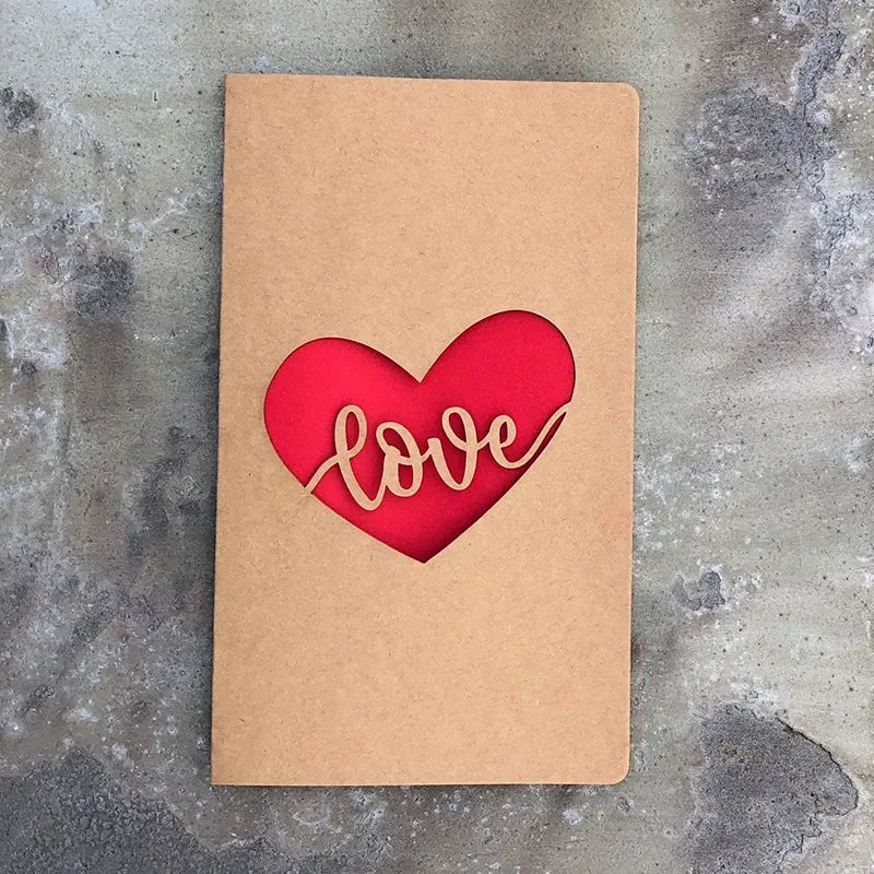 1pcs of Hollow Valentine's Day Mother's Day Greeting Card / Kraft Paper Card Holiday Cards Birthday Cards Blessing Gift Card Qme heart love 10x17cm