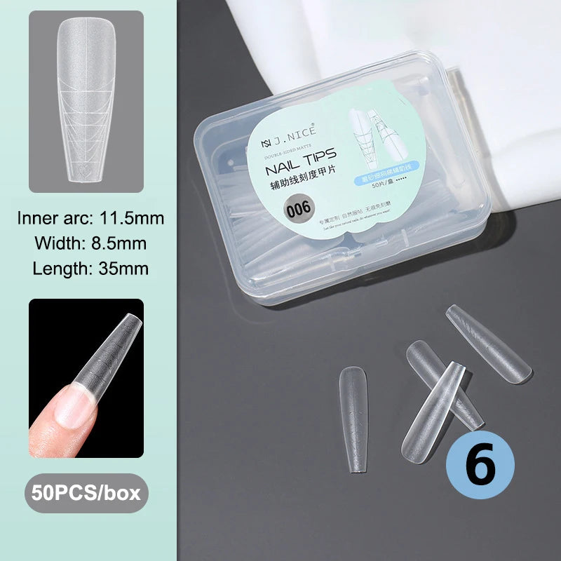 Fake Nails Long Trapezoid Auxiliary Lines Box Acrylic Finger UV Gel Qme 6