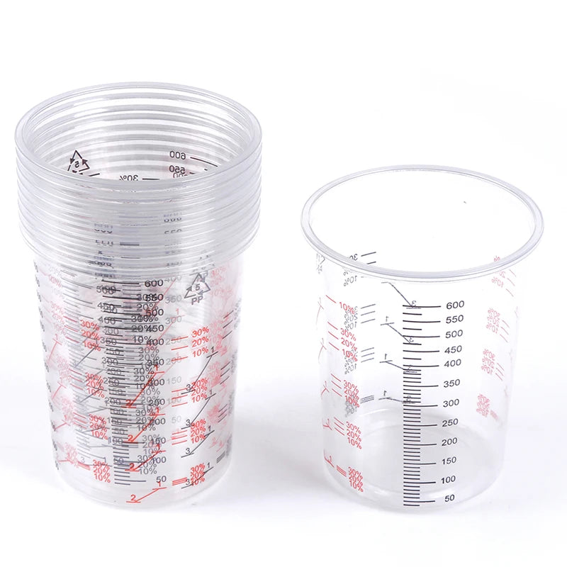 10Pcs 600ml Plastic Paint Mixing Cups Mixing Pot Paint Mixing Calibrated Cup. Qme