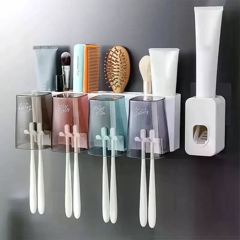 Multifunctional Toothbrush Holder Mug Wall Mounted Perforation-free Qme