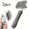 Easy-Clean Pet Comb, Suitable for Dogs and Cats - Gentle Deshedding Massage Comb with One-Click Deshedding Function Qme grey 2pcs