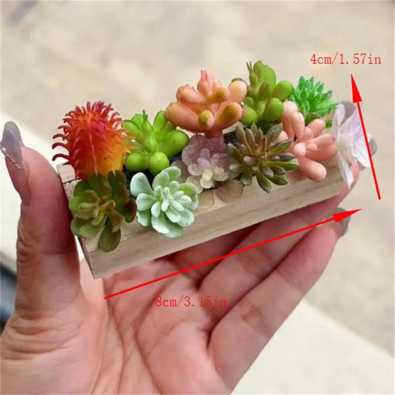 Miniature Wooden Trough Simulation Green Plants Model Dollhouse Mini Qme Random one