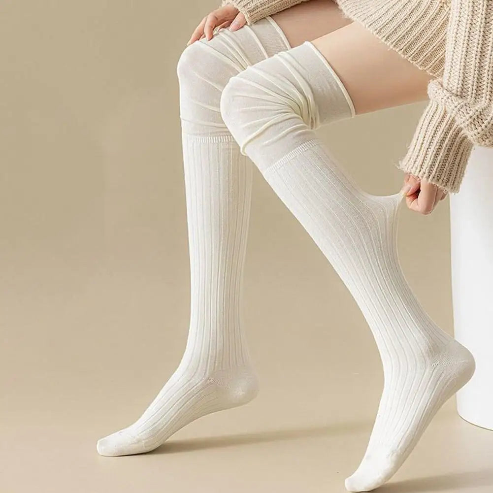 Winter Warm Long Socks Tube Thick High Tube Over Knee Knee-Length Hosiery Socks Terry Solid Color Women Thicken Calf Socking Qme