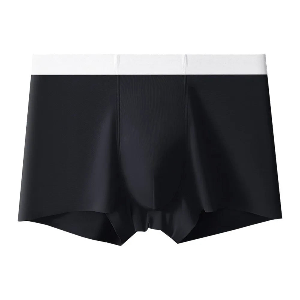 Simple Quick-dry Men's Boxer Briefs Cool Feeling Breathable Seamless Panties Lingerie Shorts Ice Silk Panties Gifts Qme Black L