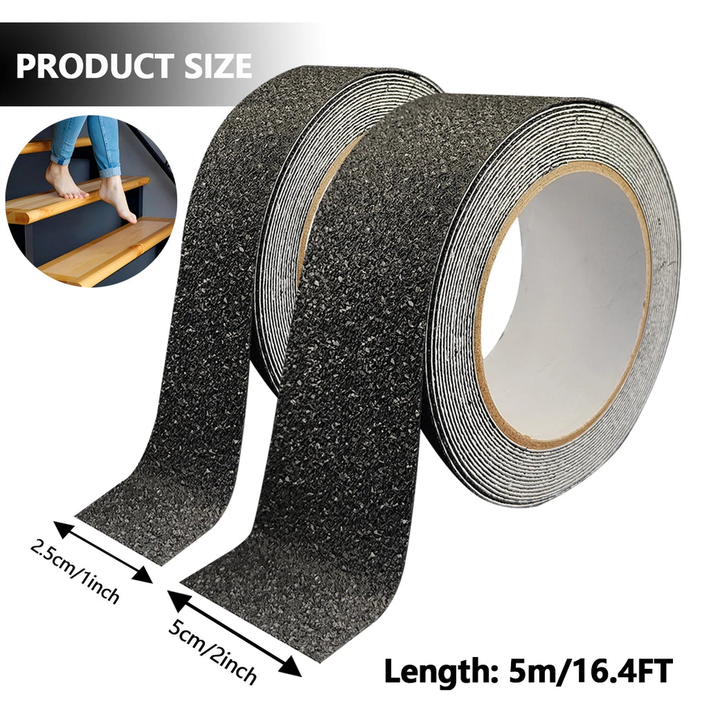 Anti-Slip Safety Tape, PEVA Material with Gravel Pattern, Waterproof Rubber Adhesive for Indoor/Outdoor Use on Plastic Surfaces Qme