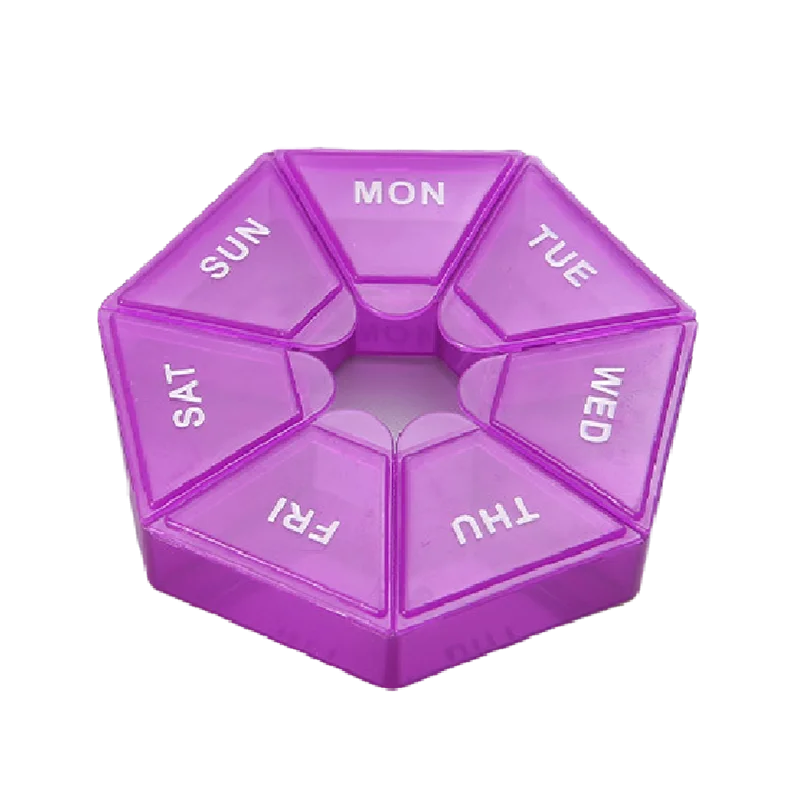 1Pcs Pill Case 7 Days Tablet Candy Pill Box Organizer Portable Storage Tablet Holder Travel Pill Organizer Pill Dispenser Qme Purple