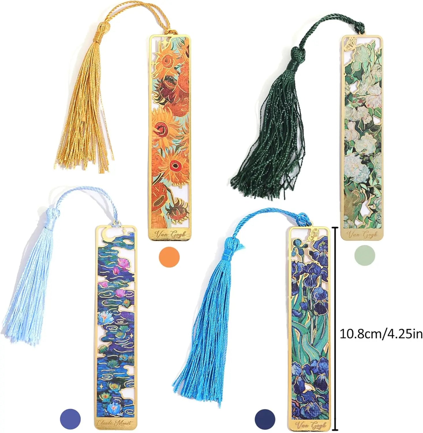 1PC Oil Painting-Style Hollow Metal Bookmark Bookmark With Tassel Pendant, For Book Lovers Writers Readers DIY Bookmarks Qme