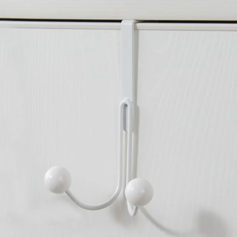 1pc, Iron Simple Door Hook, Nail-free Wardrobe Door Hook, Metal Craft Coat Multi-functional Double-headed Hook Qme