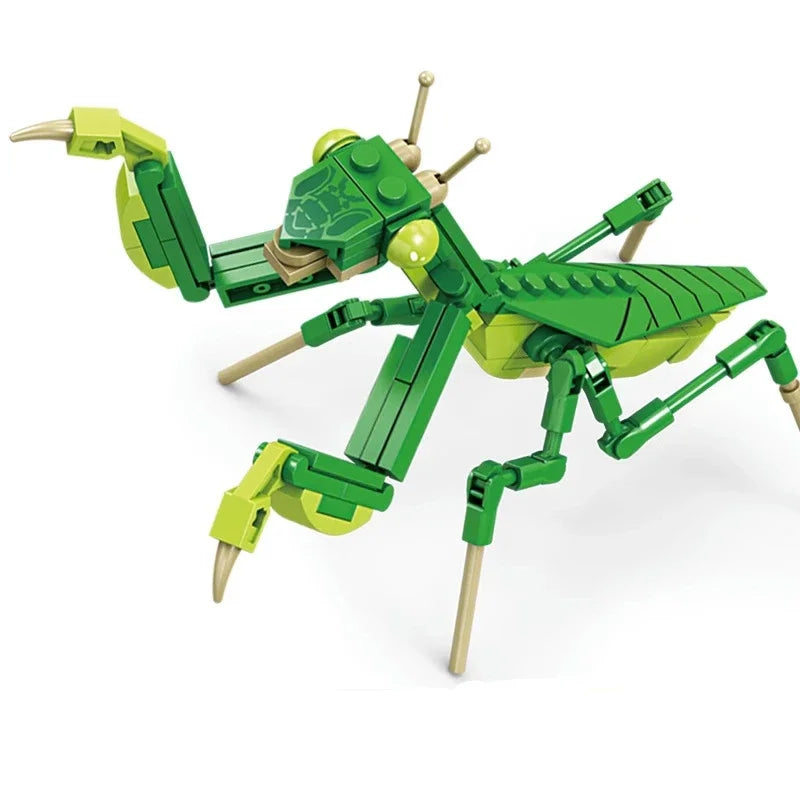 Creative Building Blocks Insect Model Bee Dragonfly Ant Mantis Children's Assembled Toys Interesting Animal Ornaments Gifts Kids Qme Mantis-103pcs Opp bag