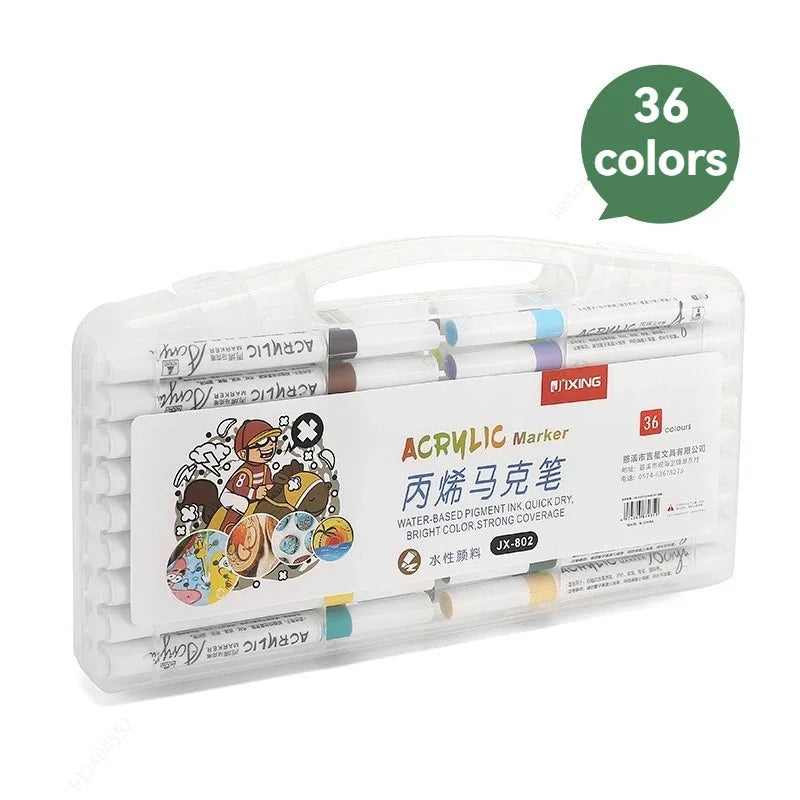 36/48/60 Colors Acrylic Paint Marker Pen Waterproof Drawing Graffiti Multicolor Markers Brush Pens Set DIY Crafts Painting Qme 36pcs-set