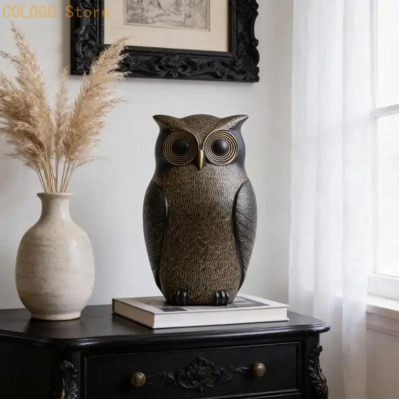 Owl Small Statue Resin Bird Figurine Table Decors Christmas Birthday Qme