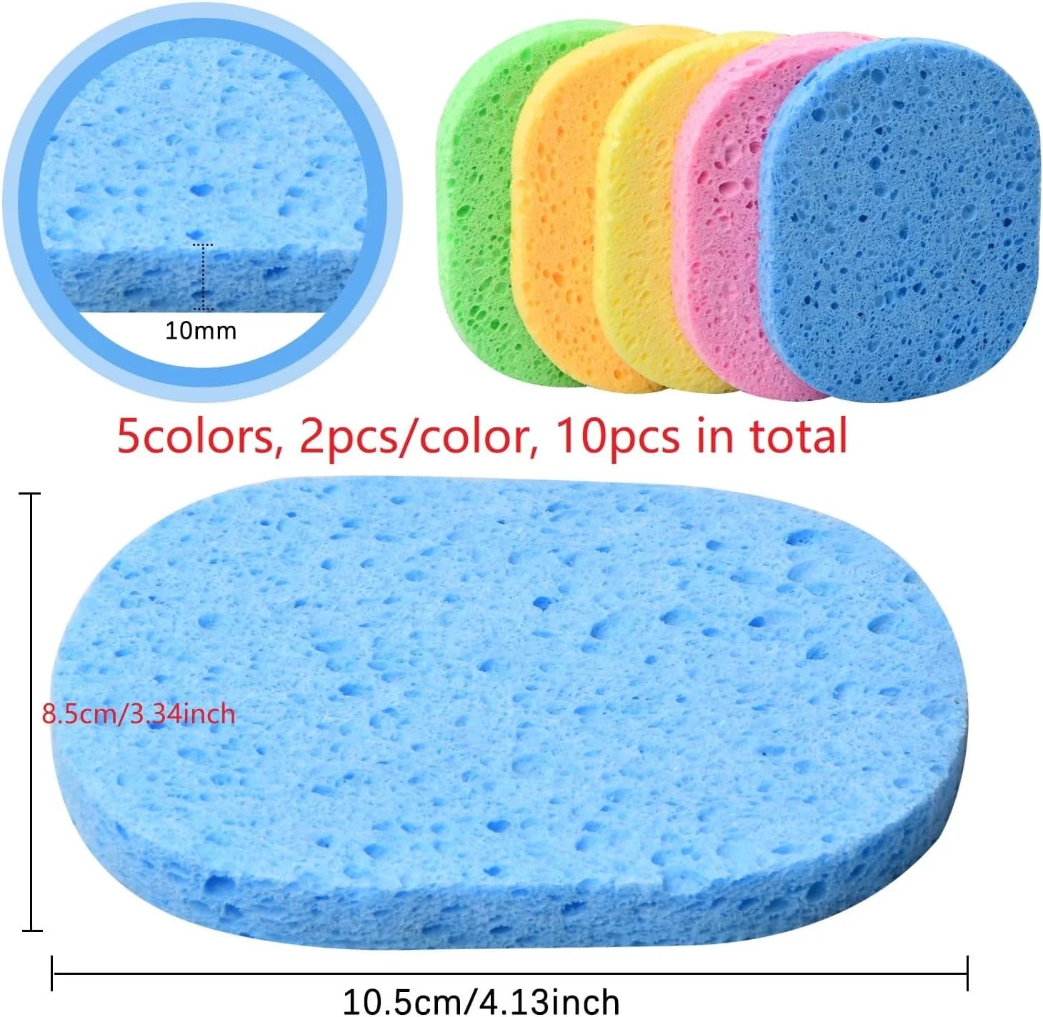 Wood Pulp Round Facial Cleansing Sponges Cleaning Brushes Cleanse Qme