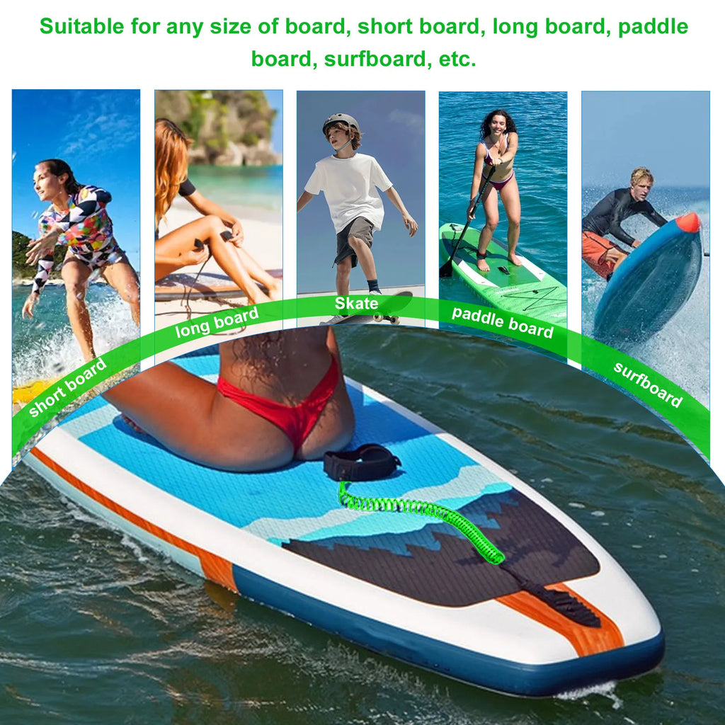 Longboard Leash Surfboard Leash Surfboard Leash 4ft 5.5mm TPU Nylon 2 Headed Surfing Strap for Shortboards Longboards Skimboards Qme